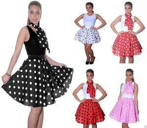 DAMEN ROCK & ROLL POLKA GEPUNKTETER ROCK 50er SCHICKES KLEID HENNE NACHT PARTY OUTFIT - Bild 1 von 14