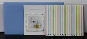 8 BOY BABY SHOWER INVITES & ENVELOPES Colorful Stylish Striped Cards Fill-inTiny - Picture 1 of 3