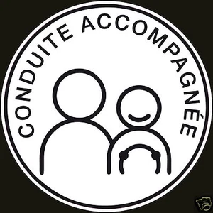 2x Disque Autocollant sticker - CONDUITE ACCOMPAGNEE permis 10cm ROND lot de2 - Bild 1 von 5
