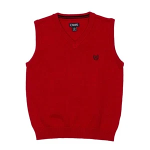 CHAPS Red V-Neck Logo Sweater Vest NWT Sz 5 100% cotton $36 - Picture 1 of 1
