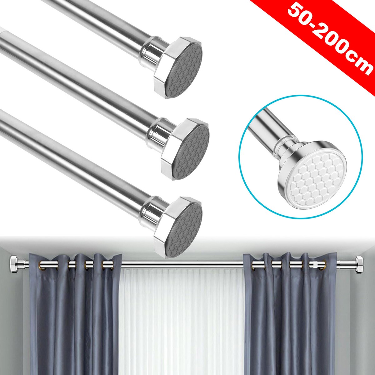 Double Curtain Rod Black Matte Black Double Curtain Rods 72-144\, image size:1200x1200