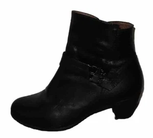 WONDERS Black Leather Block Heel Ankle Boots Size 39 - Picture 1 of 3