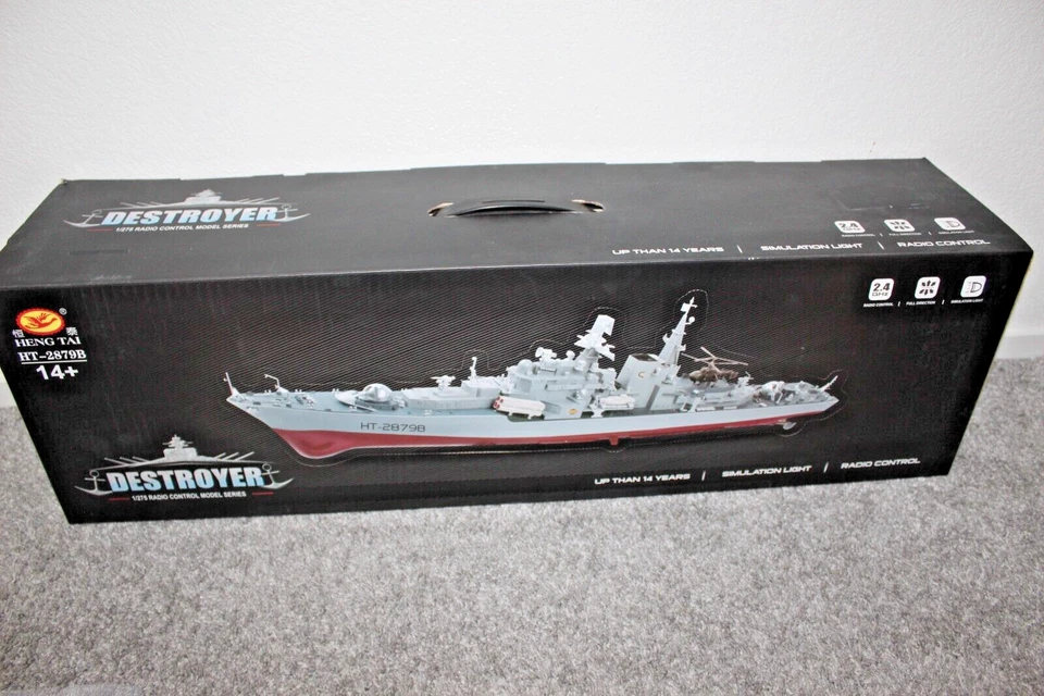 Heng Tai Remote Control Destroyer Boat HT-2879B 1:275 Scale RC with Remote Teste - Image 1 of 4