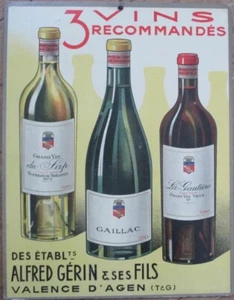 French Wine 1930s Advertising Sign, Valence d'Agen, France, Alfre Gerin - Picture 1 of 1