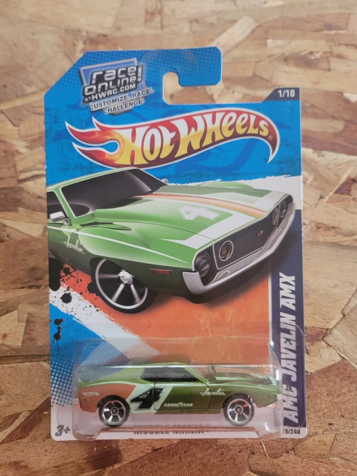 Hot Wheels Muscle Mania 1/10 (2010) Green AMC Javelin AMX Toy Car 79/240 - Image 1 of 1