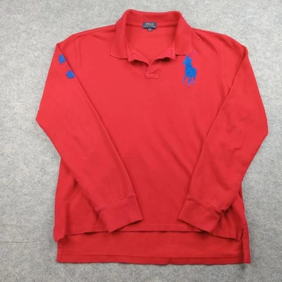 Polo Ralph Lauren Polo Shirt Boys XL 18-20 Red Long Sleeve Big Pony Logo Cotton - Image 1 of 4