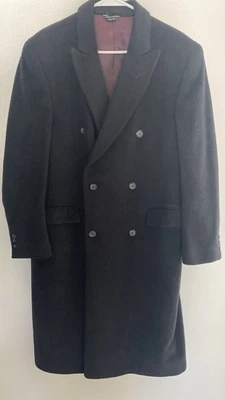 Abrigo de lana de cachemir gris carbón Mark Alexander para hombre doble botonadura, 42R grande Foto 1 de 4