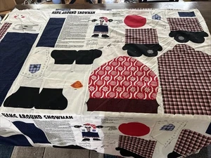 Hang Around Snowman Fabric Panel Cut Sew Winter/ Christmas Wall Hanging 3 Panels - Picture 1 of 2