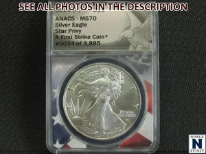 NobleSpirit (ME) 2024 P Eagle Silver Dollar Star Privy First Strike ANACS MS70 - Picture 1 of 4