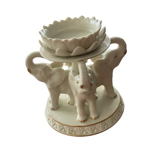 LENOX Elephant Promenade Votive Ivory Fine China Candle Holder 24K Gold Trim - Picture 1 of 5