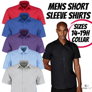Mens Short Sleeve Shirt Oxford Easy Iron Classic Formal Workwear Smart 14-19H - Picture 1 of 30