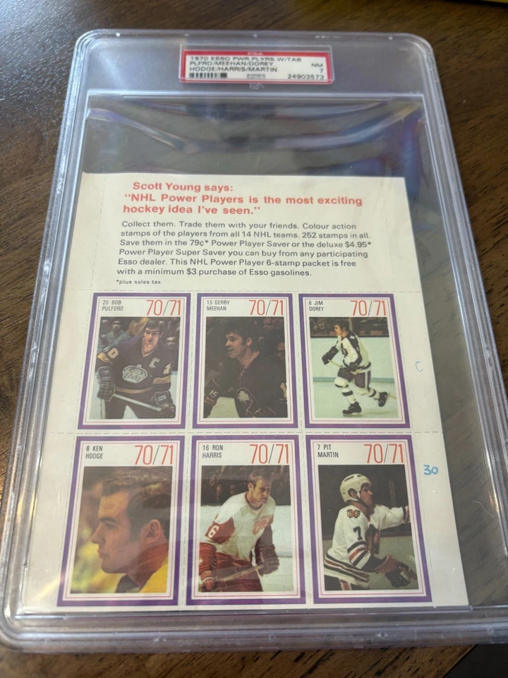 1970 Esso Power Players W/TAB PSA 7 Jim Dorey Ken Hodge Pit Martin True 1/1 - Image 1 of 2