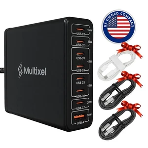 Upgraded 240W 8 Ports GaN Charger, USB Charging Hub, Multi USB C Charger Stat... - Picture 1 of 6