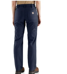 Carhartt Womens Canvas Work Pant Size 4 Loose Fit Rugged Flex Navy BN3109-W NEW - Picture 1 of 11