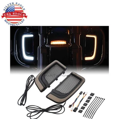 Motorcycle LED Fairing Lower Grills For Harley Electra Street Road Glide 14-23 - Image 1 of 4