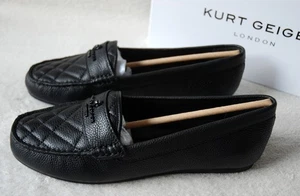 Kurt Geiger schwarz Greenwich Mokassin Halbschuhe 100 % Leder Quiltet Top Adler neu im Karton - Bild 1 von 8