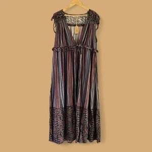 Natural Life Ayla Boho Cotton Kimono Duster L/XL Lagenlook Tie Front Coverup - Picture 1 of 10