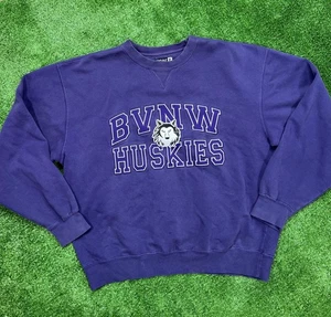 BVNW Huskies Sweatshirt Herren Large lila Rundhalsausschnitt Ausrüstung für Sport Schule Team - Bild 1 von 8