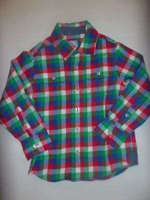 J Khaki Flannel Multicolor Boys Shirt Red Green Blue Checked Size 5 Long Sleeve - Image 1 of 3