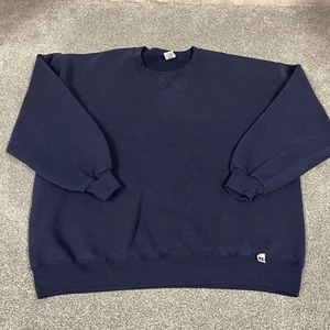 Vintage Russell Athletic Navy Blue Blank Sweatshirt Made in USA 90s Mens Sz XXL - Picture 1 of 9
