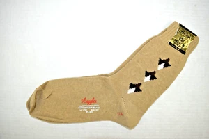 Vintage Socks Pelham Argyle 50s Tan with Black White Argyle 8.5" x 8" NWT - Picture 1 of 9