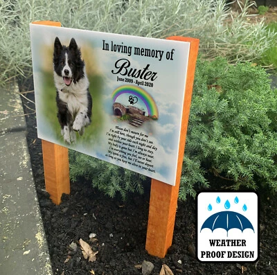 Personalised Pet Dog memorial plaque, Printed, Outdoor, Garden, Grave marker - Image 1 of 4