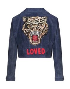 BNWT - Gucci Leather Blue Suede jacket LOVED - 40IT - Picture 1 of 5