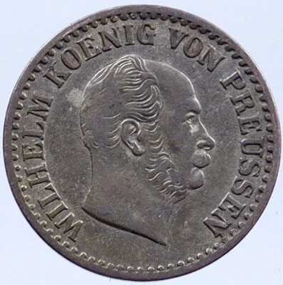 1864 A PRUSSIA Germany State Silver 1 Groschen OLD Coin King Wilhelm I i119379 - Image 1 of 2