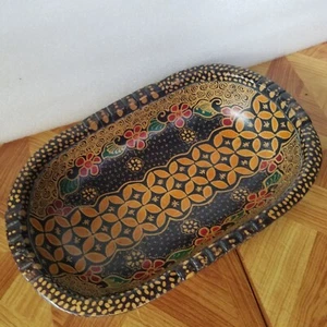 Indonesian Handcrafted Batik Decorative Oblong Basket 9 x 6 Inches -- L👀K!! - Picture 1 of 8