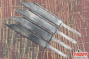 LOT OF 4 DAMASCUS STEEL HAND FORGED SEAX BLANK BLADES FOR KNIFE MAKING HUNTNG - Picture 1 of 4
