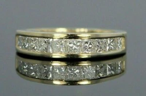 2Ct Princess Cut Channel Lab Created Diamond Wedding Band 14K Yellow Gold Plated - Picture 1 of 6
