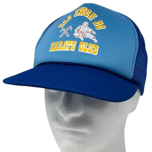 Vintage 80s Tae Kwon Do Karate Club Trucker Hat Cap Blue Mesh Snapback 5 Panel - Bild 1 von 9