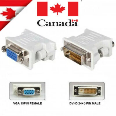 DVI-D Male to VGA Female Converter Adapter 24+5 Dual Link 15 Pin for PC - Image 1 of 4