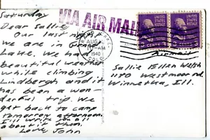 1950 Grand Lago Co Ee.uu. Correo Aéreo Funda Par Prexies Violeta 3C Sellos - Imagen 1 de 3
