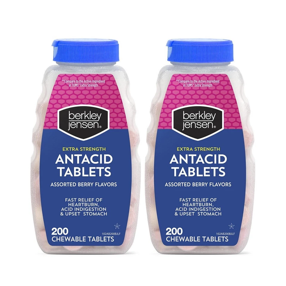 Berkley Jensen Ex Antiácido Fuerza, 200 Comprimidos (Paquete de 2), Baya Surtida Foto 1 de 1
