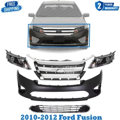 Conjunto de cubierta de parachoques delantero imprimado y rejilla para Ford Fusion 2010-2012 Foto 1 de 4
