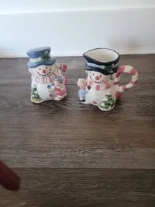 Seltene Cracker Barrell Schneemann Zuckerdose und Milchkännchen Set - Bild 1 von 5