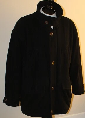 Abrigo Negro De Colección Para Hombre Talla 42R XL Auténtico Hugo Boss Hecho en Italia Lana Cachemira Foto 1 de 4