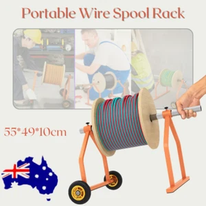 Portable Wire Spool Rack Movable Cable Reel Holder Wire Conduit Storage Rack AU - Picture 1 of 19