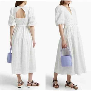 NICHOLAS Celie Featherington Eyelet Puff Sleeve White Dress NEW US Size 4 - Picture 1 of 7