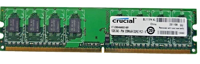 Crucial  1GB 240-PIN DIMM 128Mx64 DDR2 PC2 Desktop Memory Model CT12864AA800 - Image 1 of 2