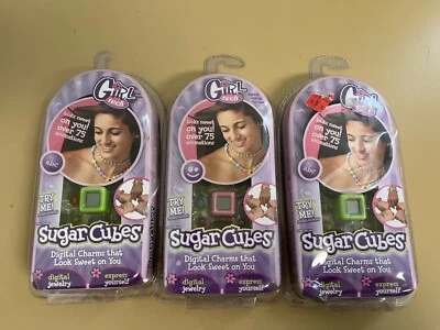 Lote de 3 dijes de joyería digital Mattel Sugar Cubes Girl Tech, P5717 rosa y verde Foto 1 de 4