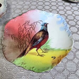 Limoges France Coronet Pheasant Scalloped Plate 10” Artist Signed Max
