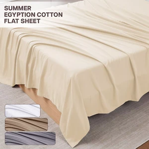 Egyptian Cotton Flat Sheet Full Bed Sheets Single Double King Super King Size - Picture 1 of 21