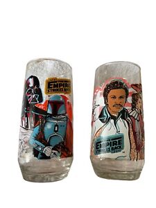 (2) Star Wars Empire Strikes Back Burger King Glasses Lando  & Darth Vader