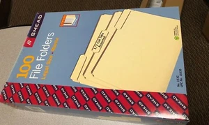Smead 1/3 Cut Assorted Position 100 File Folders, One-Ply Top Tab, Legal, Manila - Picture 1 of 12