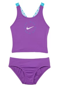 Nike Kids Nike Logo Tape Cross-Back Midkini Set (Little Kids/Big Kids) Medium - Picture 1 of 1