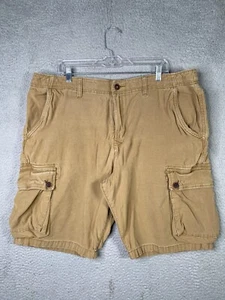 Lucky Brand Cargo Shorts Men Size 38 Khaki Beige Canvas Saturday Stretch - Picture 1 of 14
