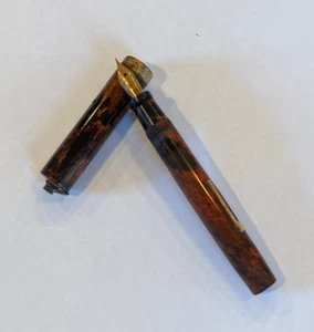 Vtg Unbranded Ring Top Ebonite Fountain Pen w 14K Nib Unrestored Personalized - Picture 1 of 16