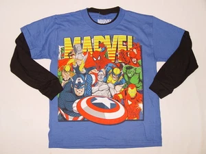 NWOT MARVEL MAD ENGINE Spider-Man Captain America 2 in 1 shirt BOY size 7 blue - Picture 1 of 4